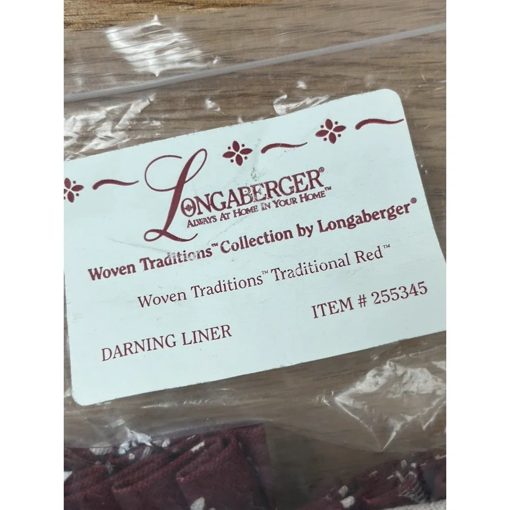 Longaberger Fabric Liner for Darning Basket in Traditional Red 255345 NEW